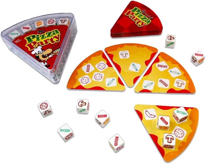 University Games, Pizza Party Dice Game, Dice Game for Kids and Families, Ages 6+ (5 count)