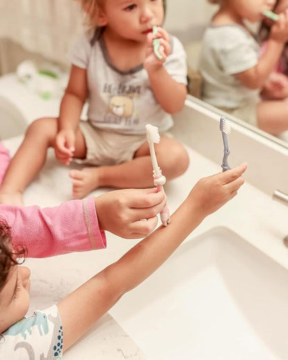 ROARex® All-Natural Eco Friendly Kids Toothbrush Made from Plants - Giraffe 4-36m - Baby to Toddler - Rose/Mint - 4pk | 1% for The Planet Product