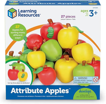 Learning Resources Attribute Apples, Sorting and Matching, Set of 27 Pieces, Toddler Learning Toys, Ages 3+