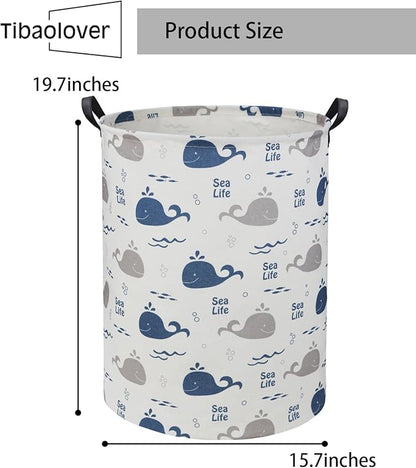 Whale Kids Laundry Basket Baby Hamper Toy Storage Bin for Boys Room Decor Baby Nursery Gift Baskets