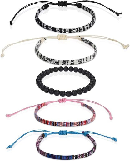 Beach Bracelet Set for Men and Women, Surfer Men Bracelet, Braided Boho Summer Bracelets Adjustable Men's Bracelet Handmade Women Bracelet String Rope Ankle Bracelets Birthday Gift