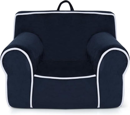 Costzon Kids Couch, Toddler Soft Sofa Chair w/Removable & Washable Velvet Surface for Preschool, Play Room, Nursery, Kindergarten, Toddler Sofa Couch for 0-5 Boys Girls Birthday Gift (Navy Blue)