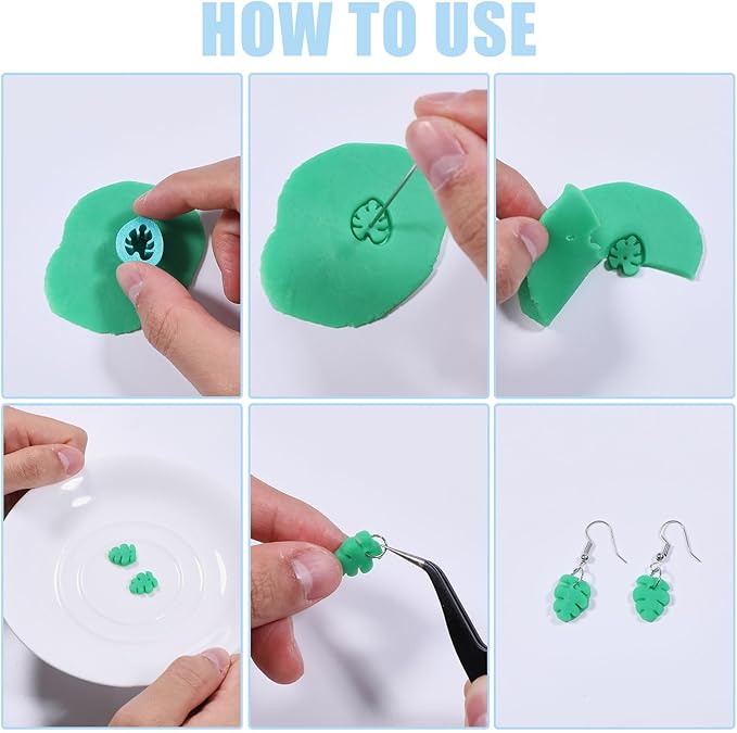 ORIGACH 14 Pcs Monstera Leaves Clay Cutters, Leaves Shape Tropical Plants Themed Polymer Clay Cutters for Earring Jewelry Making