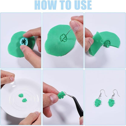 ORIGACH 14 Pcs Monstera Leaves Clay Cutters, Leaves Shape Tropical Plants Themed Polymer Clay Cutters for Earring Jewelry Making