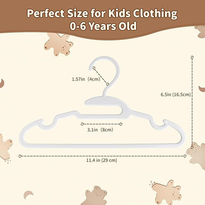 Baby Clothes Hangers, U-Shape 100 Pack Baby Toddler Hangers with Protect Collar Non-Distorting Design from Stretching, 11.4inch Kids Hangers Plastic for Child, Newborn, White