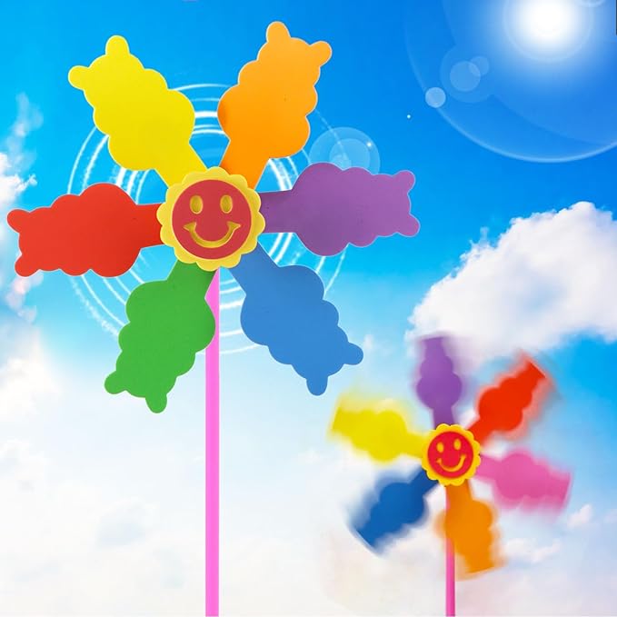 5 Pcs Sticky Mosaic Painting and Coloring Windmill Art Kits for Kids, DIY Mosaic Art Crafts Early Learning Games Handmade Art Kit for Preschool Toddlers Boys and Girls 1 2 3 4 5 6 Years Old