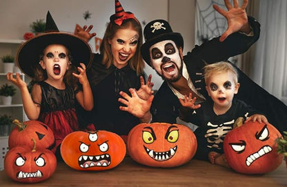 Halloween Pumpkin Decorating Kits,12 Sheets,66 Pcs,Makes 24 Pumpkins(12 Designs)- Halloween Party Supplies Trick or Treat Party Favors