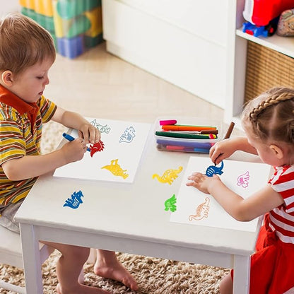 ArtCreativity Dinosaur Stencils Set for Kids, Bulk Set of 48, Colorful Drawing Template Kit, Fun Arts and Crafts Supplies, Gift Idea for Boys and Girls, Learning Tool for Children