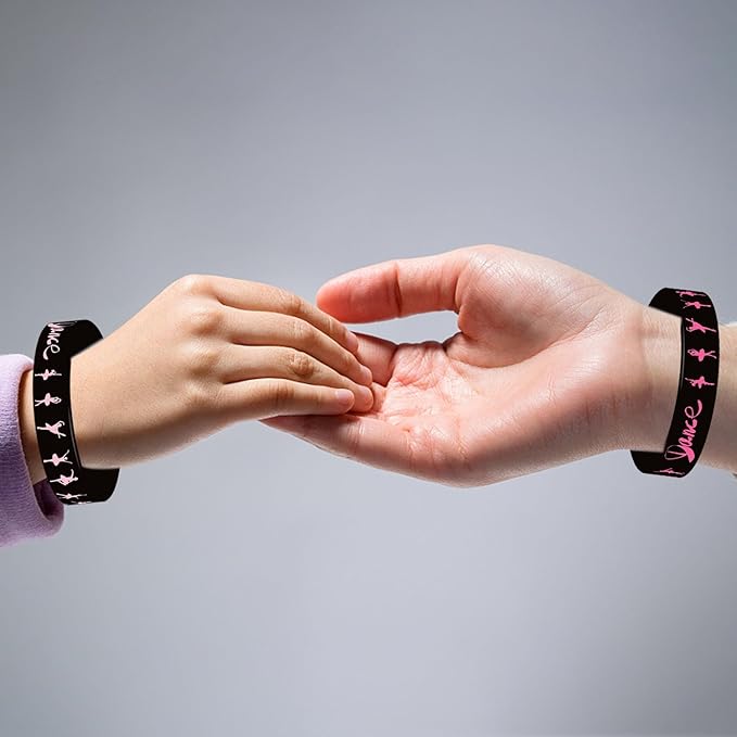 48 Pieces Ballet Party Wristbands Rubber Bracelets - Ballet Dance Birthday Party Favors Supplies Decorations Girl Party Goodie Bag Favor Stuffer Stretchable Silicone Wristband