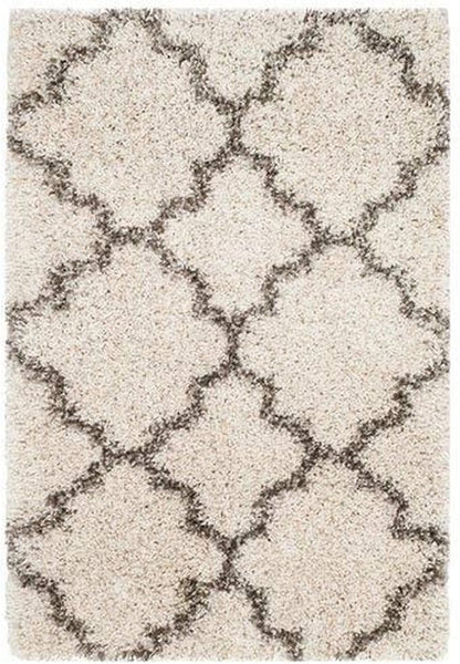 SAFAVIEH Hudson Shag Collection Accent Rug - 2' x 3', Ivory & Grey, Trellis Design, Non-Shedding & Easy Care, 2-inch Thick Ideal for High Traffic Areas in Entryway, Living Room, Bedroom (SGH282A)