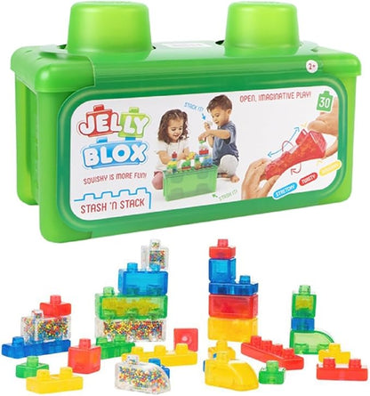 Goliath Jelly Blox Stash 'N Stack 2-in-1 Storage Case | Toddler & Preschool Building Blocks Kids Can Squeeze, Stretch, Squish | MESH ACCREDITED | Safety Tested & Ouch-Free | Sensory Play for Ages 2+