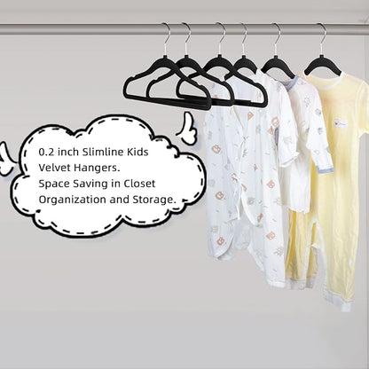 Kids Velvet Hangers, Velvet Baby Hangers Kids Felt Hangers Toddler Velvet Hangers (Black 30Pack)