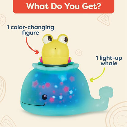 B. toys – Animal Bath Toys – Color Changing Frog Bath Squirt & Light-Up Whale – Baby Bath time Set – Glowing Lights – 6 Months + – Glow & Splash