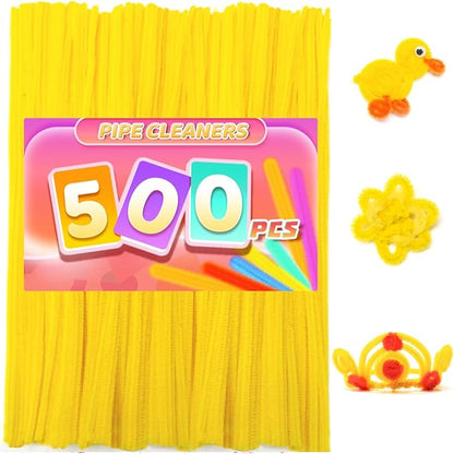 Praisebank 500pcs Yellow Pipe Cleaners, Pipe Cleaners, Pipe Cleaners for Crafts.