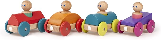 3 Piece Tegu Magnetic Racer Building Block Set, Teal