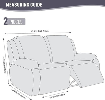 KinCam Recliner Covers, Stretch Reclining Chair Covers, Recliner Sofa Slipcovers Stripe Jacquard Recliner Couch Covers Furniture Protector Covers for Pet Kid (2XL Seater, Light Gray)