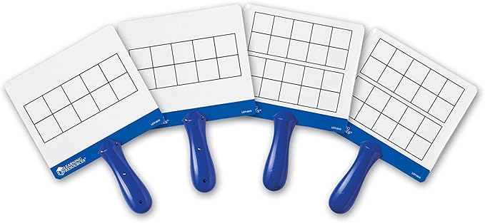 Learning Resources Magnetic Ten-Frame Answer Boards - Set of 4 with 100 Colorful counters/Discs, Ages 5+ | Grades K+ Giant Magnetic Ten Frame Boards Set, Math Manipulatives