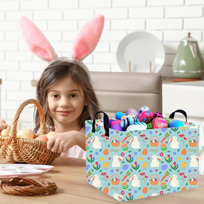 FXOLCSHE Rectangular Easter Bunny basket,Baby Hamper,Kids Toy Storage Basket for Easter,Kids Storage Bin,Toy Gift Organizerm,Easter empty room decor(Easter Bunny)