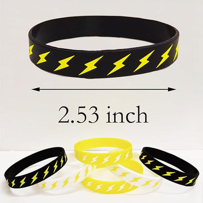 24 Lightning bolt Rubber Bracelets Silicone Wristbands,for Flash Weather Birthday Gender reveal Party Favors Supplies Decorations Favors
