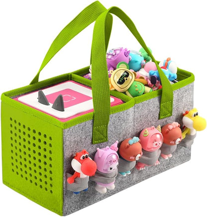 PISOSN Carrying Case for Toniebox Starter Set and Tonies Figurines, Travel Felt Cloth Musical Toy Folding Bag for Toniebox 2 & Accessories (Green)