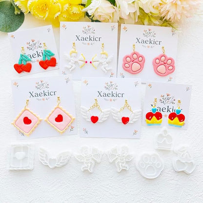 Valentine’s Day Polymer Clay Cutters Set – Romantic Polymer Clay Molds, Clay Cutters, Clay Earring Cutters, Clay Tools
