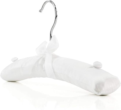 HANGERWORLD Pack of 3 Small Kids Satin Padded Hangers - 11.8inch Soft White Infant, Toddler and Baby Hangers for Nursery Closet