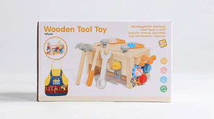Wooden Kids Tool Set, Toddler Tool Bench with Apron 2 Year Old Toys Gift STEM Montessori Toys for 2 3 4 Year Olds Pretend Play Toddler Tool Set Educational Construction Toy for Toddler(39PCS)