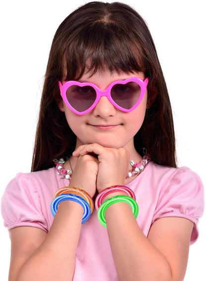 ArtCreativity Neon Spring Bracelets - Pack of 12 Elastic Plastic Wristbands in Assorted Neon Colors - Fun Party Favor, Carnival Prize, Goodie Bag Fillers, for kids and adults