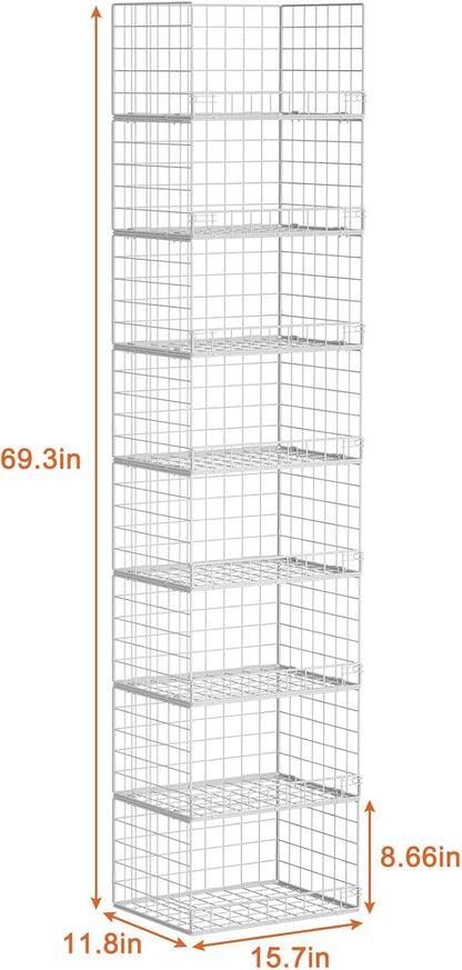 Yociyoga 8-Tier Stackable Closet Organizers and Storage Shelves, Foldable Closet Shelf Organizer, Stackable Storage Bins Drawers for Closet Organizer System, White(Patent Pending)