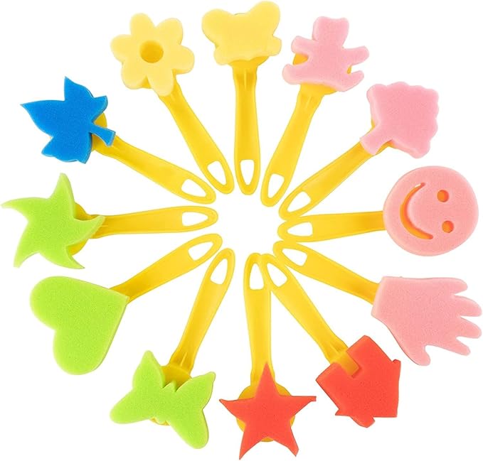 36 Piece Kids Painting Kit for Arts and Crafts with Foam Paint Brushes, Rollers and Stamps