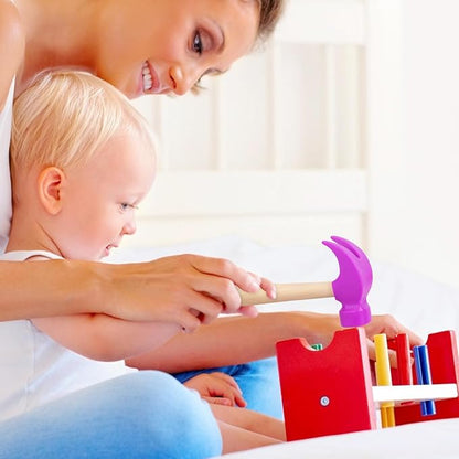 Fowecelt Wooden Hammer Toys Simulation Hammers Maintenance Tools Educational Toys for Kids Birthday Party Games Supplies (Purple)