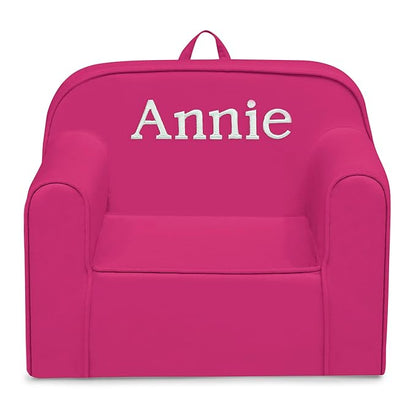 Delta Children Personalized Cozee Chair - Customize with Name – Foam Kids Chair for Ages 18 Months and Up, Hot Pink