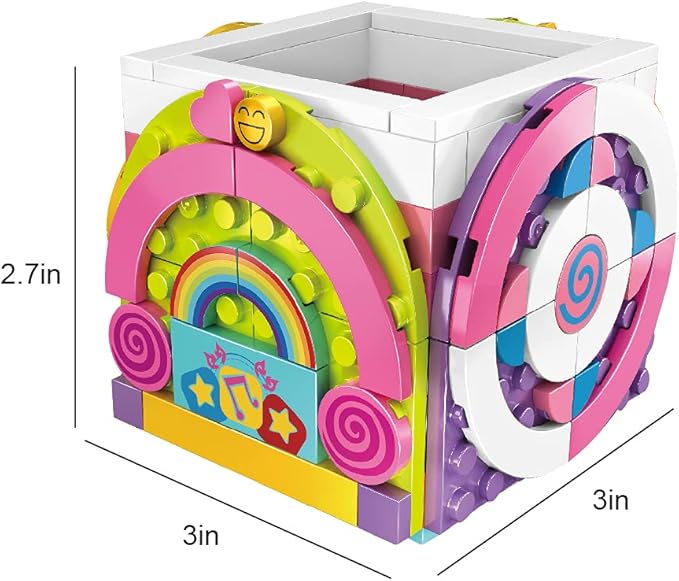 SIENON Dots Rainbow Pencil Holder, DIY Creative Craft Decorations Kit, Bricks Pen Holder, Building Blocks Pencil Jewelry Organizer Box, Fun Craft Kit Dots Construction Toys for Birthday Christmas Gift