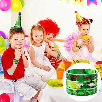 30 Pack Dinosaurs Silicone Wristbands Dinosaurs Bracelets Dinosaurs World Jurassic Party Supplies for Dinosaurs Theme Party Birthday Party Favors Gifts Bags Stuffers - 3 Colors