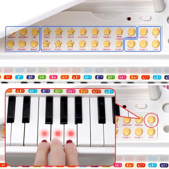 Amy&Benton Piano Keyboard Toy for Toddlers - 31 Key Baby Piano - White - Ages 3-4