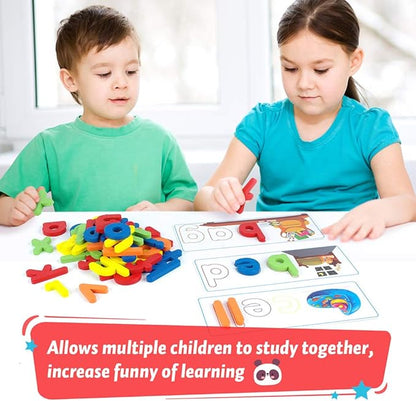 KMUYSL Learning Toys for 2 3 4 5 6 Years Old Boys and Girls - See & Spell CVC Word Builders with Alphabet Cards for Kids, Preschool Learning Activities Toys, Idea Birthday Gifts for Age 2-4 4-6 Kids