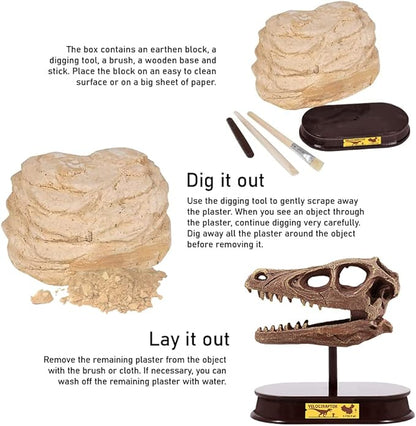 ArtCreativity Dinosaur Excavation Kit for Kids, Velociraptor Skull Excavating Set with Fossil Digging Tools and Stand, Fun Science Activity Toy, Educational Dinosaur Gift for Boys and Girls