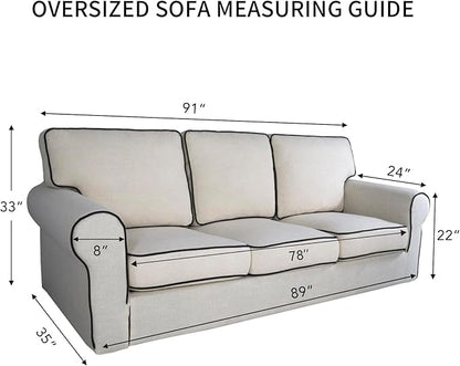 PureFit 100% Dual Waterproof Couch Cover Slipcovers for Couches and Sofas - Stretch Non Slip Fleece Sofa Covers Washable, Leakproof Furniture Protector for Kids, Pets, Dog (Oversized Sofa, Taupe)