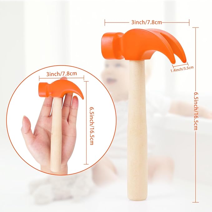 Fowecelt Wooden Hammer Toys Simulation Hammers Maintenance Tools Educational Toys for Kids Birthday Party Games Supplies