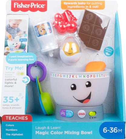 Fisher-Price Baby Learning Toy Laugh & Learn Magic Color Mixing Bowl with Pretend Food Music & Lights for Ages 6+ Months