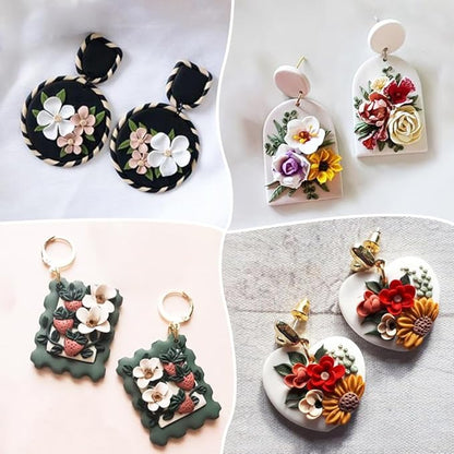 Puocaon Petal Polymer Clay Cutters - Mini Flower Petal Clay Cutters for Polymer Clay Jewelry, Set of 8 Clay Jewelry Cutters, Micro Flower Clay Cutter Set, 3D Flower Cutters for Polymer Clay Earrings