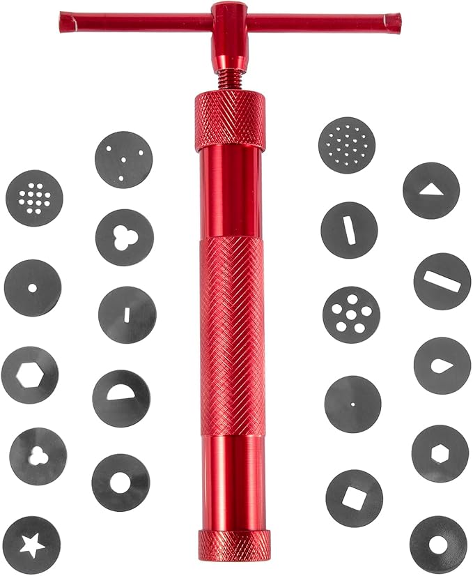 Stainless Steel Clay Extruder Sugar Paste Extruder Cake Fondant Decorating Tool Set Ceramics & Pottery Clay Extruders Mixers & Presses (Red)