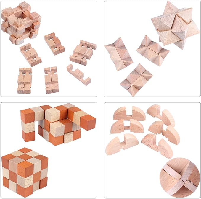 Brain Teaser Puzzle for Kids Adults Puzzle Games Wooden and Metal 3D Unlock Interlocking Puzzle Educational Toy 28Pcs