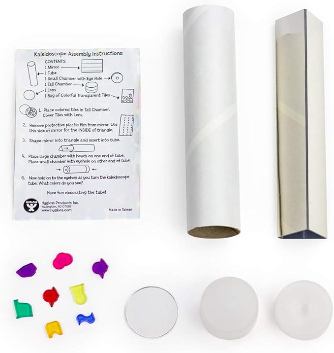 Hygloss Products Kaleidoscope Kit For Kids - Make Your Own Kaleidoscopes - 6-3/4 x 1-3/8 Inches, 12 Pack