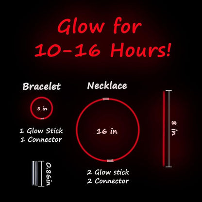75 Glow Sticks Bracelets and Necklaces, 8'' Glowsticks Bulk Pack Bright Glow in the Dark Party Supplies for Kids (Red)