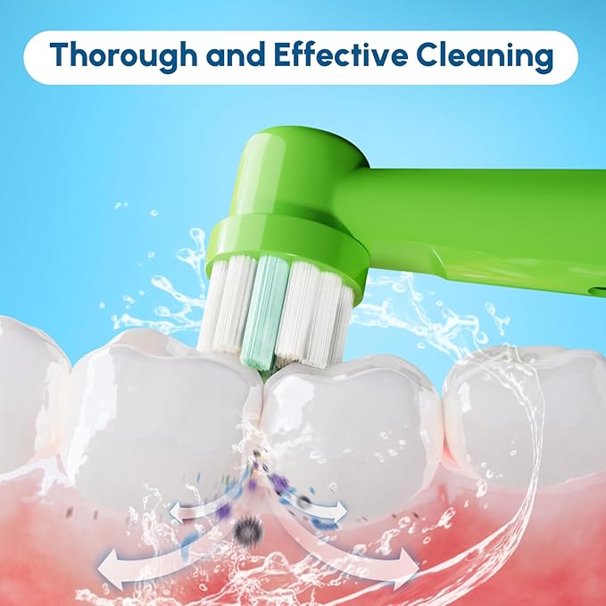 GENKENT 20 Pcs Kids Toothbrush Head Compatible with Braun Oral B Kids Electric Toothbrushes, Extra Soft Bristle for Sensitive