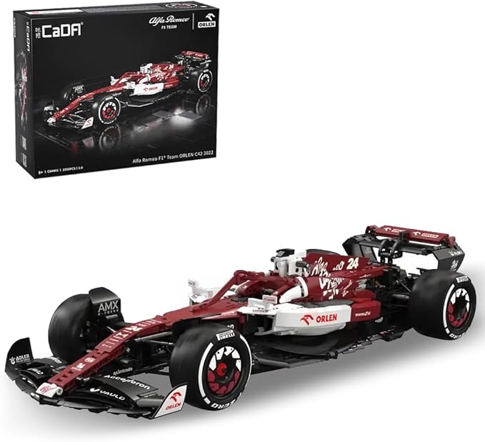 CaDA C64005w Alfa Romeo F1 Race Car C42 Building Blocks Set, 1868 PCS 1: 8 MOC Creative Building Blocks, Excellent Racer Model and Collection STEM Gift for 8+ Kids Teens and Adults