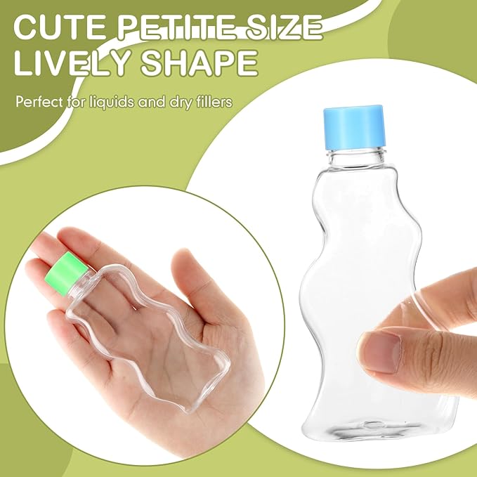 Yaomiao 30 Packs 2.5 oz Plastic Sand Art Bottles with Lids for Kids 3 Style Sand Art Clear Container for Sand Art Wedding Invitation Fun Art Craft Supply Boy Girl Decoration (Colorful Lid,Plastic Lid)