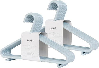 3 Sprouts Wheat Straw Plastic Hangers - 30-Pack Eco-Conscious Toddler Hangers for Child & Baby Clothes, Coats - Kid Closet Hangers Ideal for Small Girls, Boys, Children & Kids - Speckled Blue