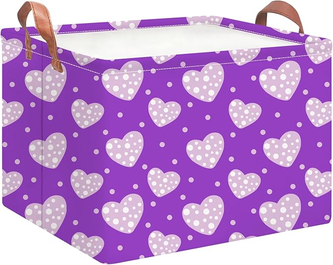 NTAOHAMPER Rectangular Storage Basket Empty,Storage Bin with Handles,Room Decor,Gift Basket,Book Box(Purple Love)